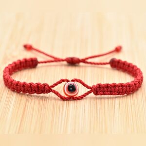 Red string evil eye bracelet, evil eye charm, red bracelet, lucky red bracelet
